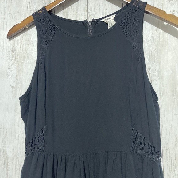 Forever 21 Black Skater Dress Embroidered Alt Goth Size Medium - Picture 2 of 8